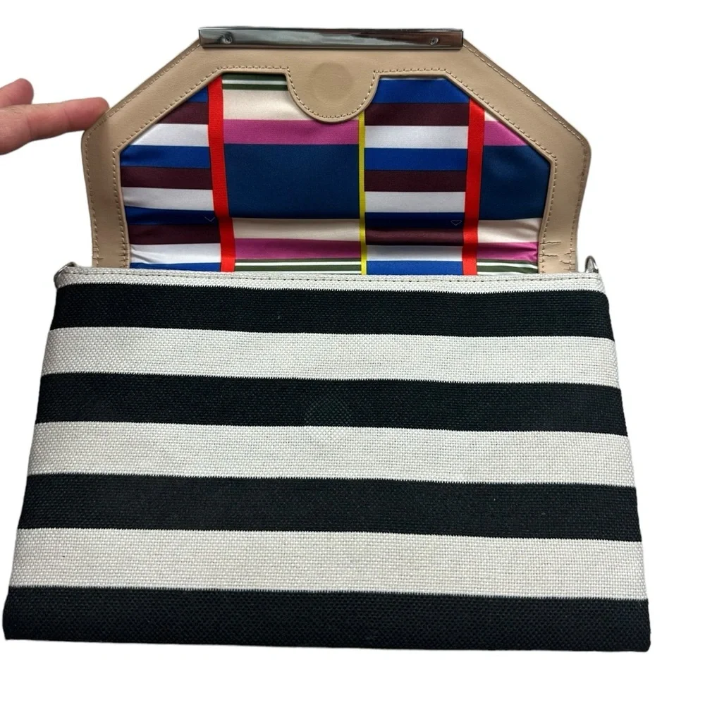 STELLA & DOT: Always By Your Side Striped Clutch Purse Small Handbag